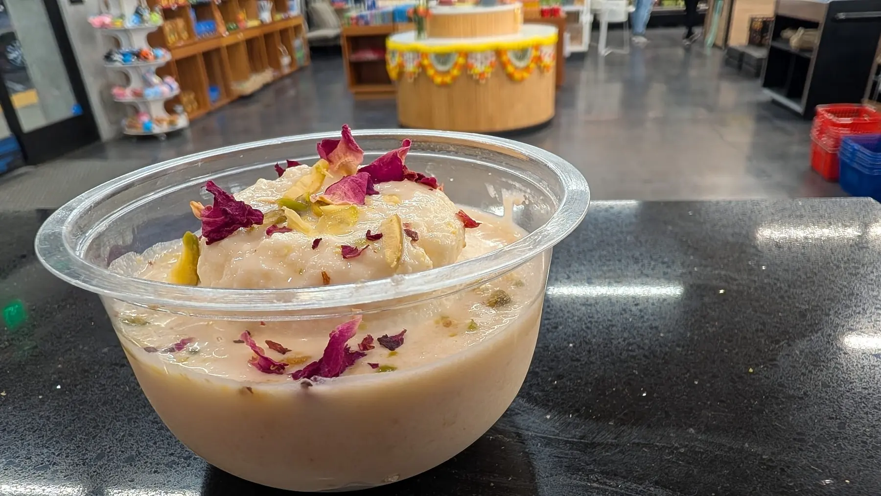 Rasmalai with rose petals