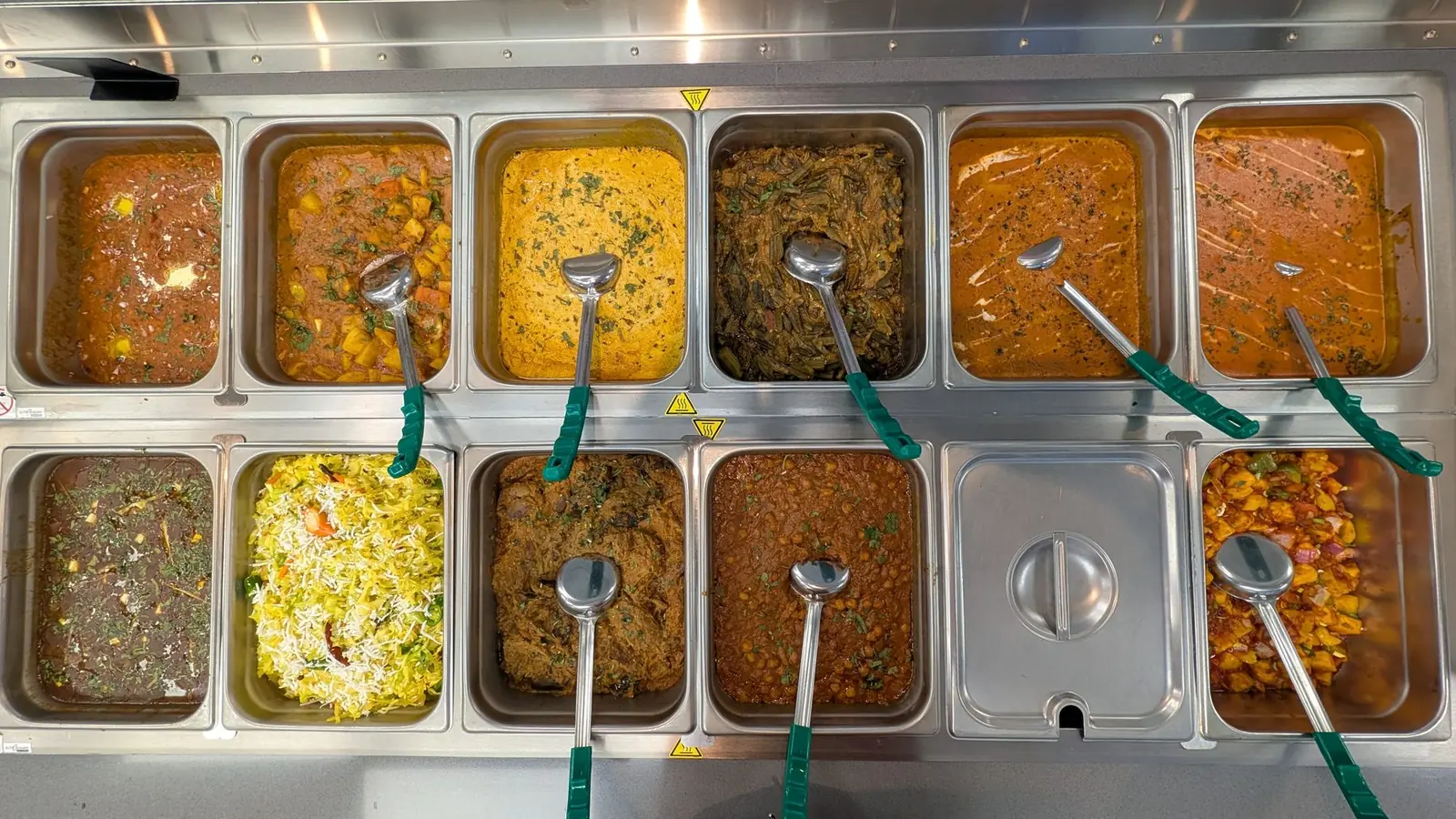 Ten curries on the hot counter