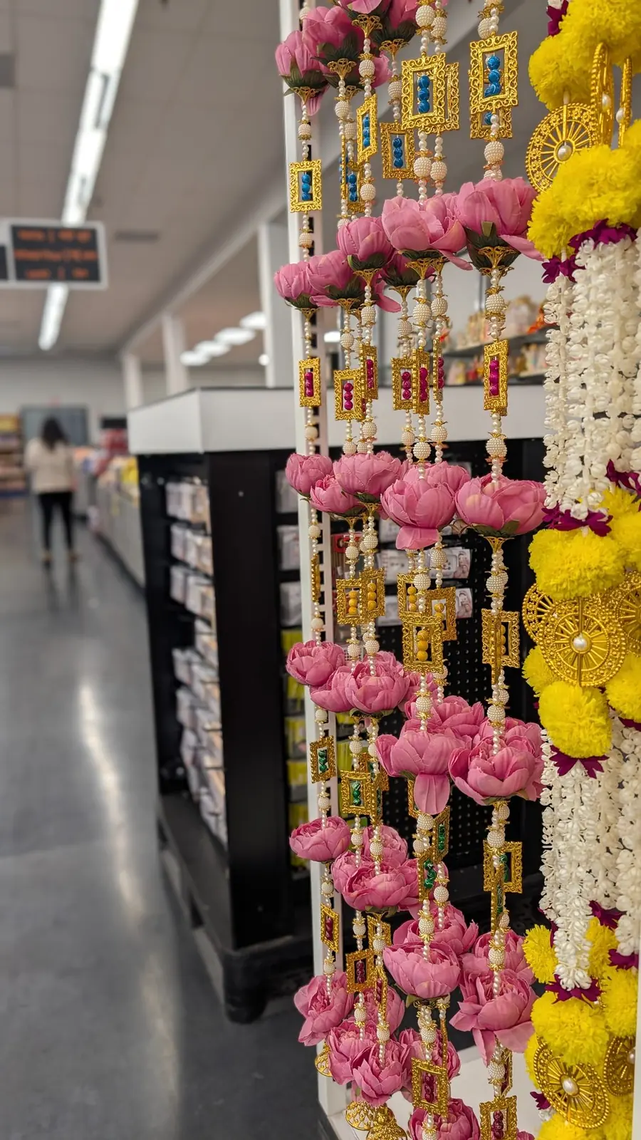 Marigold garlands and puja supplies