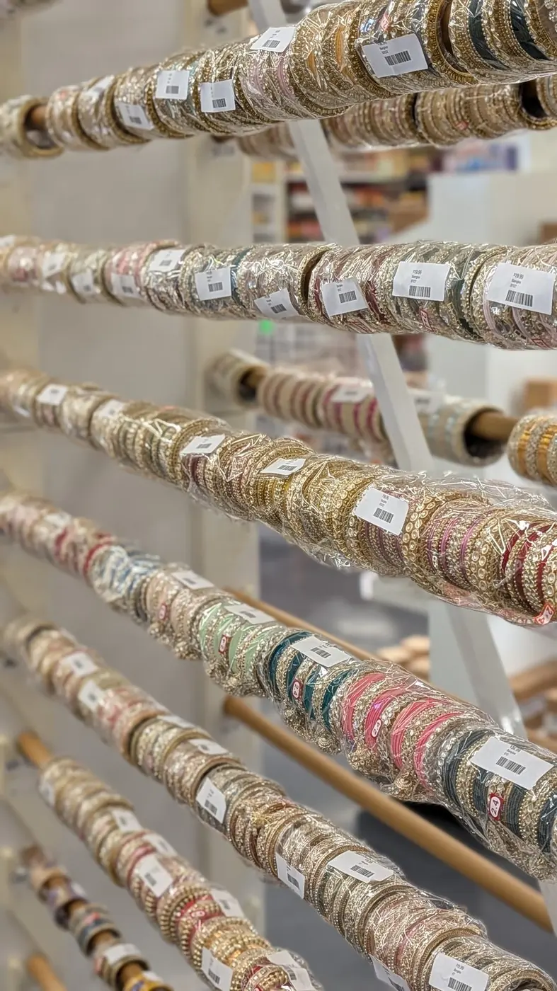Rows of glass bangles