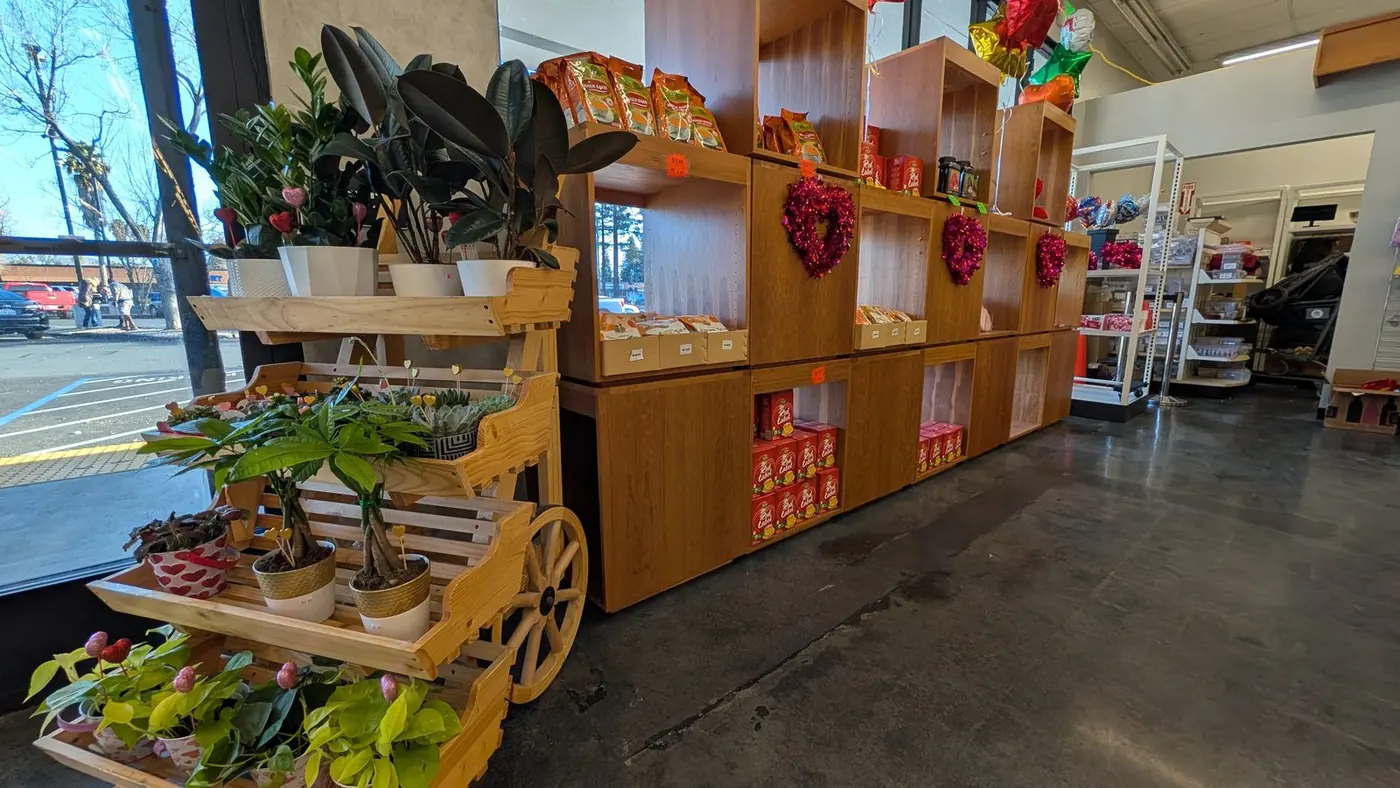 Plant cart by the entrance